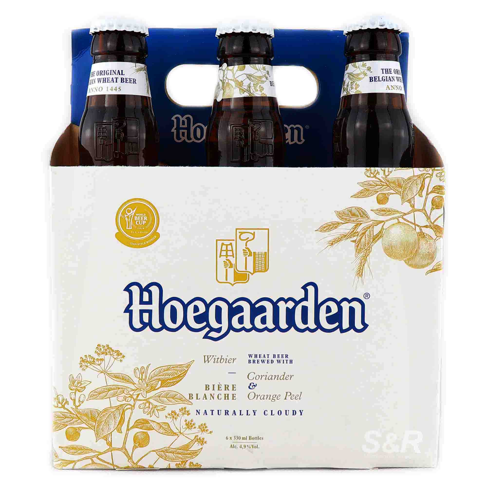 Hoegaarden Wheat Beer with Coriander and Orange Peel and 6 bottles